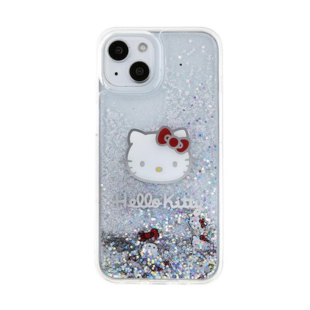 Hello Kitty Liquid Glitter Charms Kitty Head - iPhone 14 Tasche (Silber)