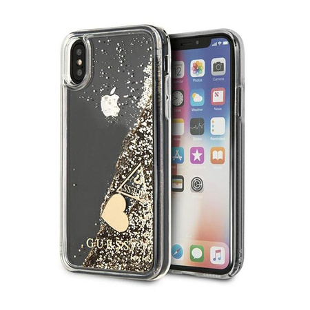 Guess Liquid Glitter Charms - iPhone Xs / X Case (Gold)