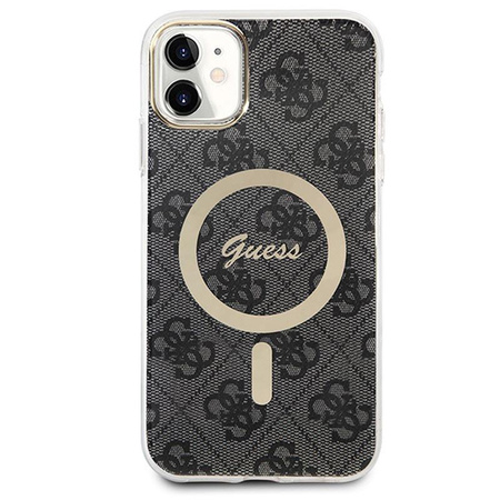 Guess Bundle Pack MagSafe 4G - MagSafe iPhone 11 Tasche + Ladegerät Set (schwarz/gold)