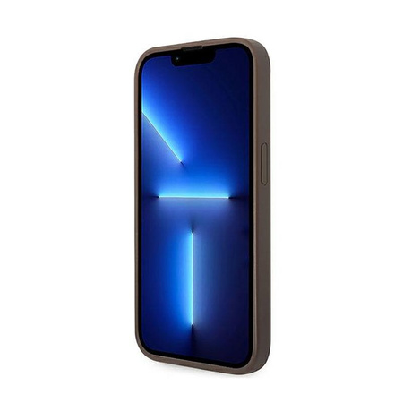 Guess 4G Bottom Stripe Metal Logo Collection - Case for iPhone 14 Pro Max (Brown)