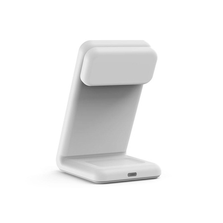 Crong MagSpot Pivot Stand - Chargeur sans fil 3-en-1 avec MagSafe pour iPhone, Apple Watch et AirPods (blanc)