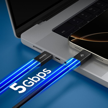 Kabel USB C Szybkie Ładowanie 1m Spigen Essential do iPhone Czarny 100W PD
