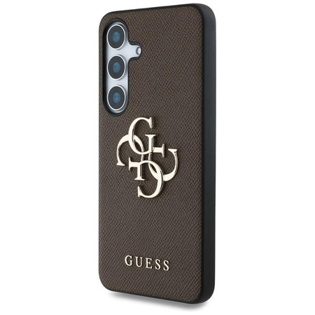 Guess Grained Big 4G Logo Small Classic Logo - étui pour Samsung Galaxy S25+ (marron)