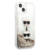 Karl Lagerfeld Liquid Glitter Karl & Choupette Head - étui pour iPhone 13 mini (or)