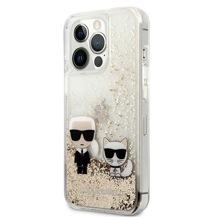 Karl Lagerfeld Liquid Glitter Karl & Choupette - Coque iPhone 13 Pro Max (Or)