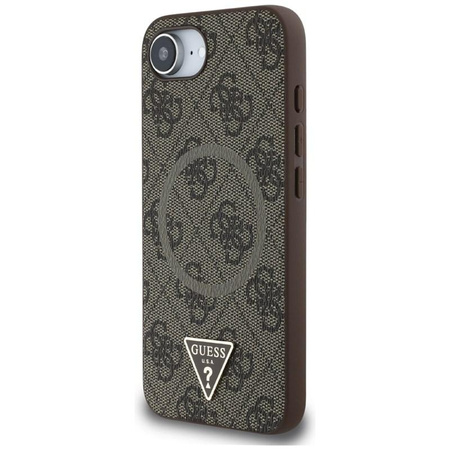 Guess 4G Ring Triangle Logo MagSafe - étui pour iPhone 16e (marron)