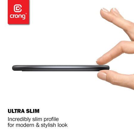 Crong PowerSpot Fast Wireless Charger – Aluminum 15W USB-C Qi Wireless Charger with Tempered Glass Cover (Shadow Black)