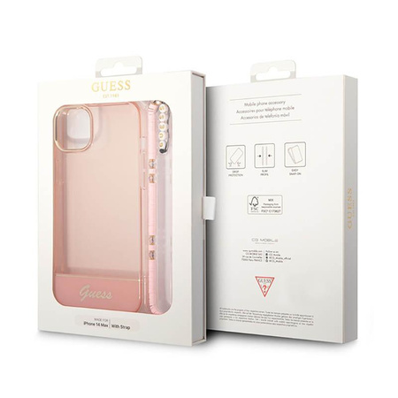 Guess Translucent Pearl Strap - Etui iPhone 14 (różowy)