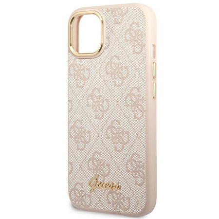 Guess 4G Metallgehäuse mit Kamera-Umriss - iPhone 14 Gehäuse (Pink)