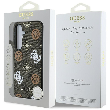 Guess 4G Printed Colored Peony Pattern MagSafe - Pouzdro pro Samsung Galaxy S25 (hnědý)