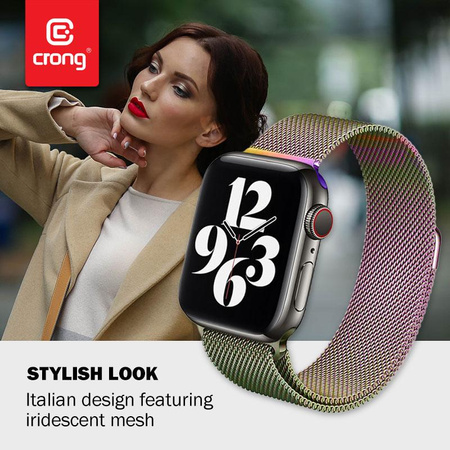 Crong Milano Steel - Pasek ze stali nierdzewnej do Apple Watch 38/40/41/42 mm (opalizujący)