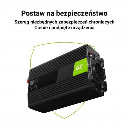 Green Cell - Měnič napětí 24V na 230V 500W/1000W Modifikovaná sinusoida