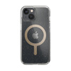 Speck Presidio Perfect-Clear mit Glitter + MagSafe - iPhone 14 / iPhone 13 Hülle mit MICROBAN Beschichtung (Klar / Gold Glitter)