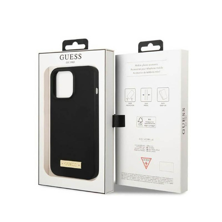 Guess Silicone Logo Plate MagSafe - Case for iPhone 13 Pro Max (Black)