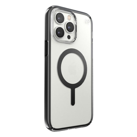 Speck Presidio Perfect-Clear with Impact Geometry + MagSafe - iPhone 14 Pro Max Case with MICROBAN Coating (Clear / Black)