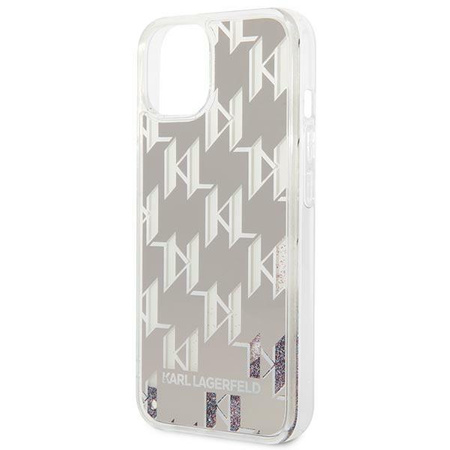 Karl Lagerfeld Monogram Liquid Glitter - Hülle für iPhone 14 (Silber)