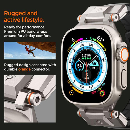 Spigen DuraPro Armor PU - Bracelet pour Apple Watch 42/44/45/49 mm (noir)