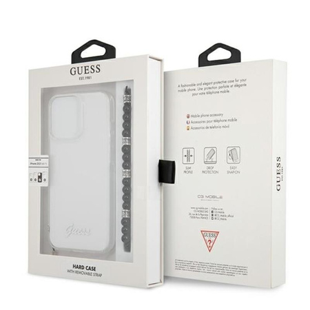 Guess Black Pearl Armband - iPhone 13 Pro Max Tasche (Transparent)