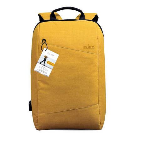 PURO Byday - Hátizsák külső USB csatlakozóval MacBook Pro 15" / Notebook 15.6" (sárga)