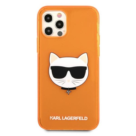 Karl Lagerfeld Choupette Head - iPhone 12 / iPhone 12 Pro tok (fluo narancssárga)