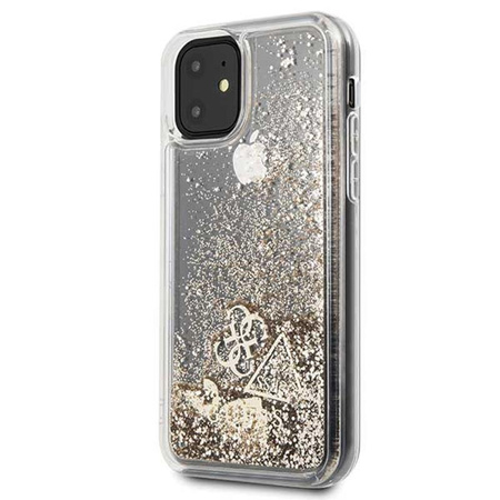 Guess Liquid Glitter Hearts - pouzdro pro iPhone 11 (zlaté)