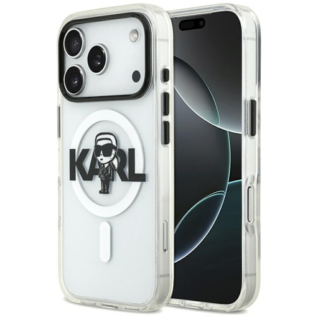 Karl Lagerfeld IML Karl Sketch Logo MagSafe - iPhone 17 Pro Hülle (Transparent)