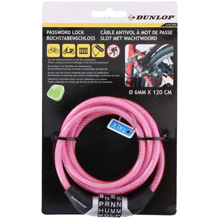 Dunlop - Zámek na kolo s kombinací (růžový)