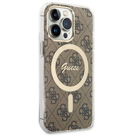 Guess Bundle Pack MagSafe 4G - MagSafe iPhone 13 Pro Case + Charger Set (brown/gold)