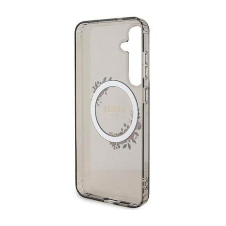Guess IML Flowers Wreath MagSafe - Étui Samsung Galaxy S24+ (noir)