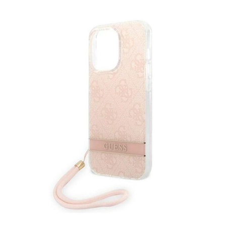 Guess 4G Print Cord - Case with lanyard iPhone 14 Pro (pink)