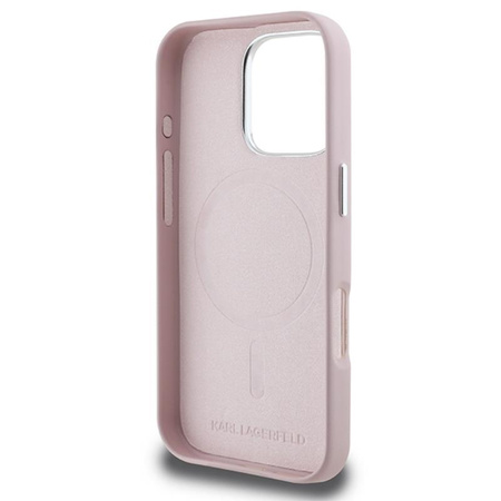 Karl Lagerfeld FW Metal Plate MagSafe - pouzdro pro iPhone 16 Pro Max (růžové)
