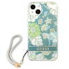 Guess Flower Cord - pouzdro se šňůrkou na iPhone 13 mini (zelené)