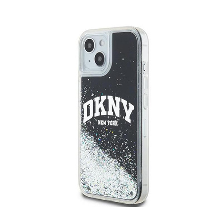 DKNY Liquid Glitter Big Logo - Coque pour iPhone 15 Plus / 14 Plus (noir)