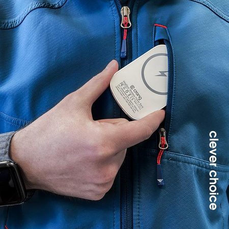 Crong MagSpot Power Bank - Kabellose ultraflache Powerbank mit MagSafe 5000mAh, USB-C 20W PD (weiß)