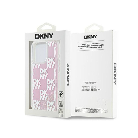 DKNY Liquid Glitter Multilogo - pouzdro pro iPhone 15 Pro (růžové)