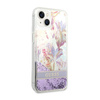 Guess Liquid Glitter Flower - Hülle für iPhone 14 Plus (Lila)