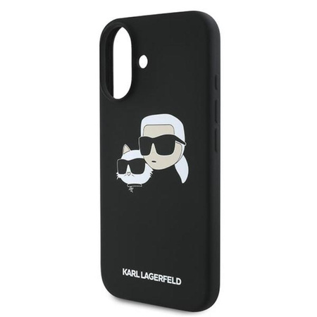 Karl Lagerfeld Silikon Double Heads Print MagSafe – Hülle für iPhone 16 Plus (schwarz)