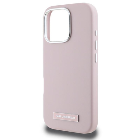 Karl Lagerfeld FW Metal Plate MagSafe - pouzdro pro iPhone 16 Pro Max (růžové)