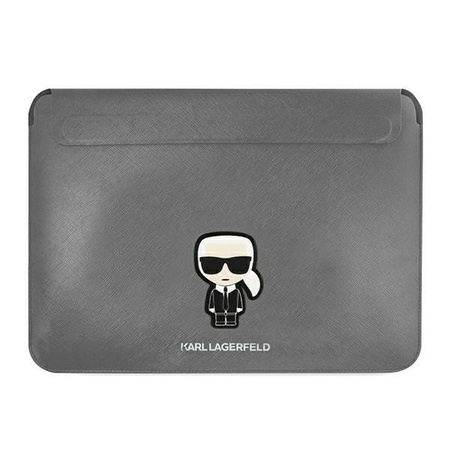 Karl Lagerfeld Saffiano Ikonik Sleeve - pouzdro na 16" notebook (stříbrné)