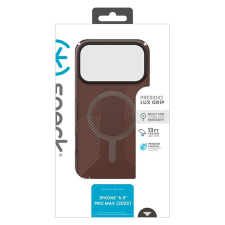 Speck Presidio Lux Grip MagSafe - Custodia per iPhone 17 Pro Max (tonalità di lusso opaca/arancione)