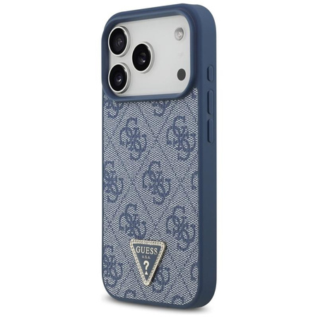 Guess Leather 4G Triangle Strass MagSafe - Hülle iPhone 17 Pro (Blau)