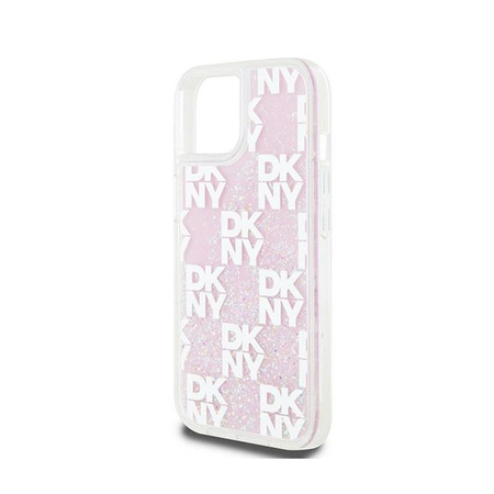 DKNY Liquid Glitter Multilogo - Etui iPhone 15 / 14 / 13 (różowy)