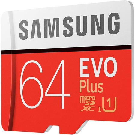 Carte mémoire Samsung microSDXC Evo+ - 64 Go Class 10 UHS-I U1 100/20 Mo/s avec adaptateur