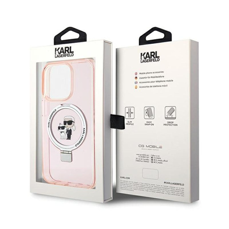 Karl Lagerfeld Ring Stand Karl & Choupette MagSafe - Coque iPhone 15 Pro Max (rose)
