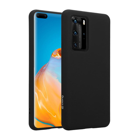 ETUI CZARNE SILIKONOWE DO HUAWEI P40 PRO, Crong Eleganckie, z Mikrofibrą