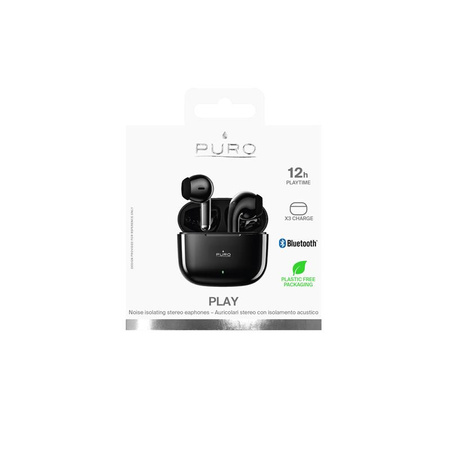 PURO PLAY 5.0 TWS - Casque sans fil Bluetooth V5.0 avec étui de chargement (Noir)