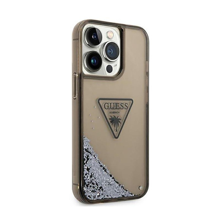 Guess Liquid Glitter Triangle Logo Case - Hülle für iPhone 14 Pro Max (Schwarz)