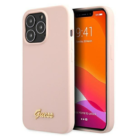 Étui Guess Silicone Script MagSafe - iPhone 13 Pro (rose)