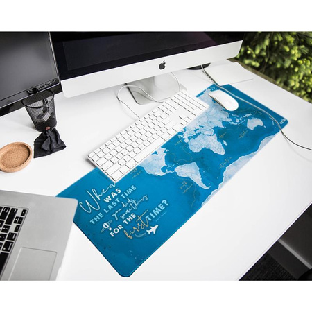 Gaming / desk mat World Map XXL (blue)