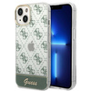 Guess 4G Stripe Script Logo Electroplated Pattern - Coque pour iPhone 14 (kaki)